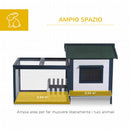 Conigliera da Esterno 151x78x84,5 cm con Casetta e Area per Movimento Recintata in Legno Verde e Bianco  