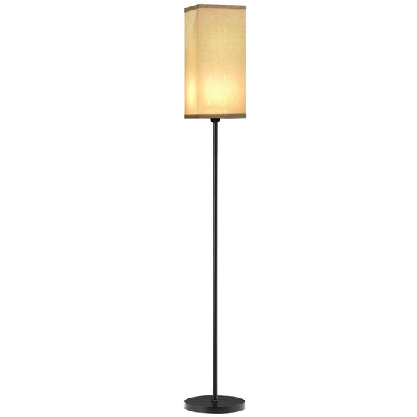 Lampada da Terra 40W con Interruttore a Pedale Ø25x161.5 cm Paralume in Tessuto Effetto Lino Nero e Beige online