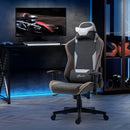 Sedia da Gaming 66x53x124-134 cm Reclinabile a 150° con Funzione Dondolo Grigio