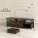 Mobile TV fino 65"" Design Industriale 147x40x50 cm in Legno e Acciaio Marrone e Nero 