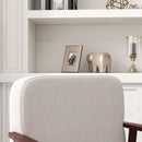 Poltrona a Dondolo 66x78x76 cm in Tessuto Effetto Lino e Legno Beige e Marrone