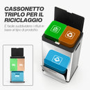 Pattumiera a Pedale 3 Sezioni da 56L 45,7x35,8x76 cm Argento  