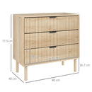 Cassettiera 3 Cassetti 80x40x77,5 cm in Stile Nordico in Legno Rovere  