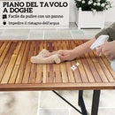 Tavolo da Giardino 160x90x75 cm Piano a Doghe in Legno di Acacia Gambe in Acciaio Colore Teak  