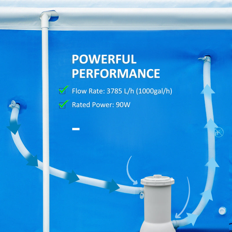 Pompa Filtro Portata 3785 L/h per Piscine Fuori Terra 5-5,5 m Bianco
