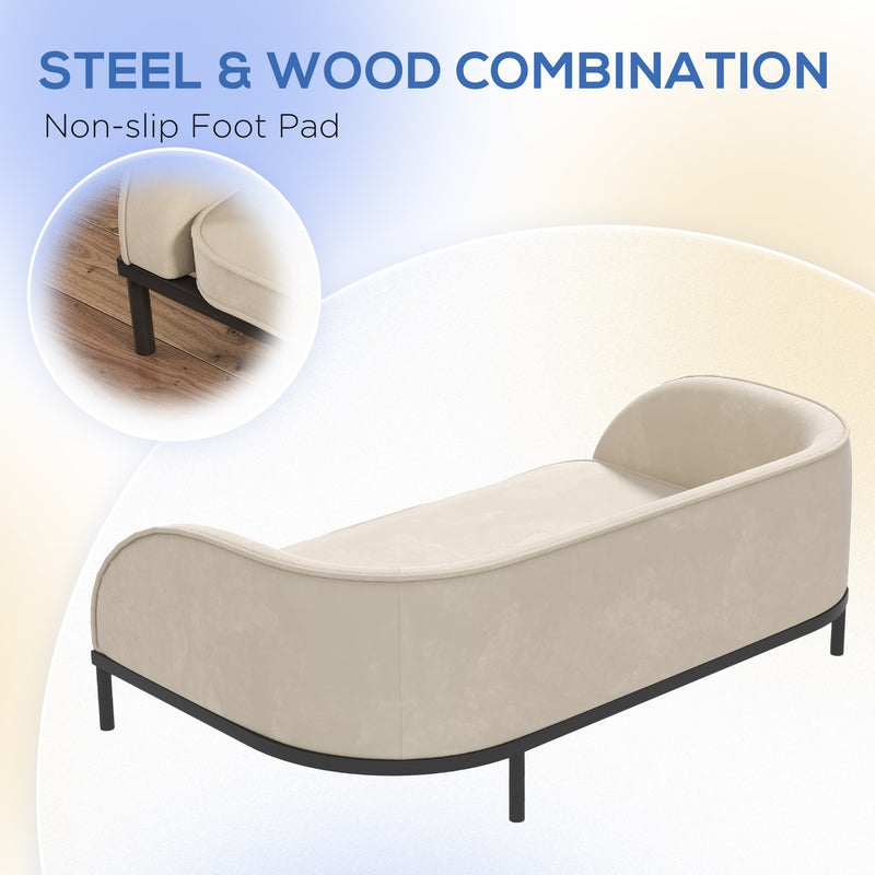 Divano per Cani Taglia Media e Grande 101,5x 62x34,5 cm Tessuto Effetto Vellluto Crema