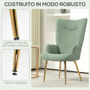 Poltrona Moderna con Schienale Alto 73x68x111 cm in Tessuto Effetto Sherpa Verde e Oro 