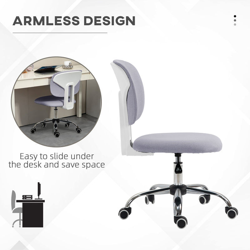 Sedia da Ufficio Operativa 48x53x80-90 cm in Tessuto Effetto Lino Grigio