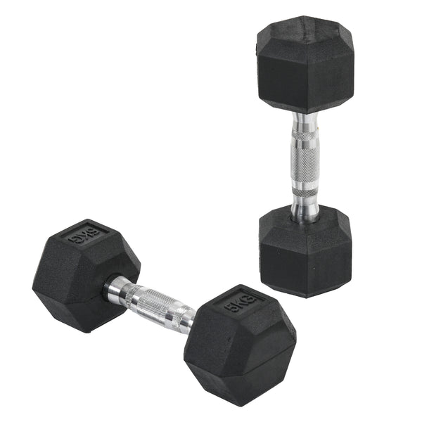 Set di 2 Manubri da Palestra Esagonali da 5kg in Gomma con Impugnatura Antiscivolo   Nero prezzo