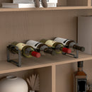 Portabottiglie a 4 Livelli a Onda 42.5x16,5x41 cm Impilabili per 16 Bottiglie in Metallo Nero  