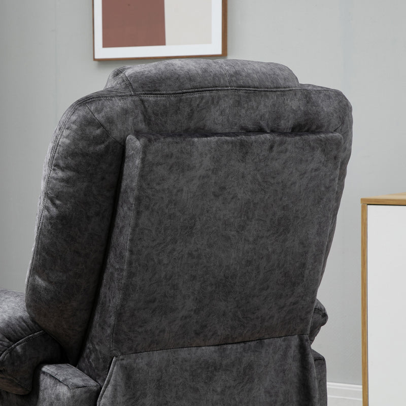 Poltrona Relax Reclinazione Manuale con Poggiapiedi Estraibile in Microfibra Nero  