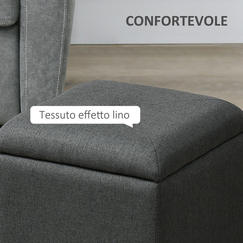 Pouf Contenitore 39x39x39 cm in Tessuto Teddy Grigio  