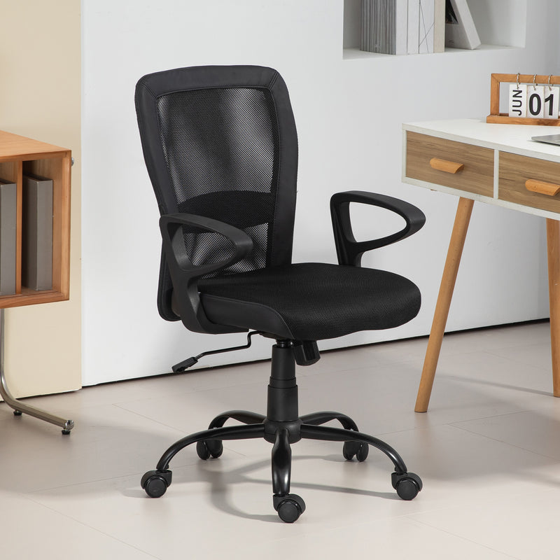 Sedia Poltrona Operativa Altezza Regolabile In Tessuto a Rete Nero   