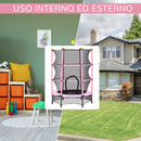 Trampolino Elastico per Bambini da 3 Anni Ø140 cm con Rete di Protezione Rosa e Nero 