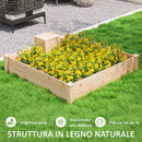 Fioriera da Esterno 123x123x25,5 cm con Compostiera e Fondo Aperto in Legno di Abete   