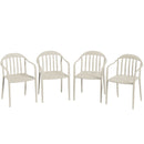 Set 4 Sedie da Giardino 57x54x78 cm Impilabili con Schienale Alto in PP Bianco