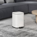 Pattumiera a Pedale 12 Litri 24,5x32x34,5 cm con Chiusura Silenziosa in Metallo e PP Bianco