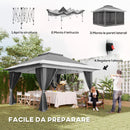 Gazebo da Giardino Pop-Up 356x356x280 cm Altezza Regolabile e Protezione UPF50+ Borsa con Ruote Grigio   