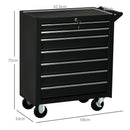 Carrello Porta Utensili da Officina con 7 Cassetti Serratura con Chiavi 69x33x75 cm Nero