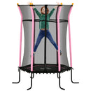 Trampolino Tappeto Elastico per Bambini con Ingresso a Cerniera e Pali Imbottiti Ø163.5x190 cm in Acciaio, PP e EPE Rosa 