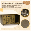Mobile Porta Lettiera per Gatti 91x52x49,5 cm con Tiragraffi Marrone