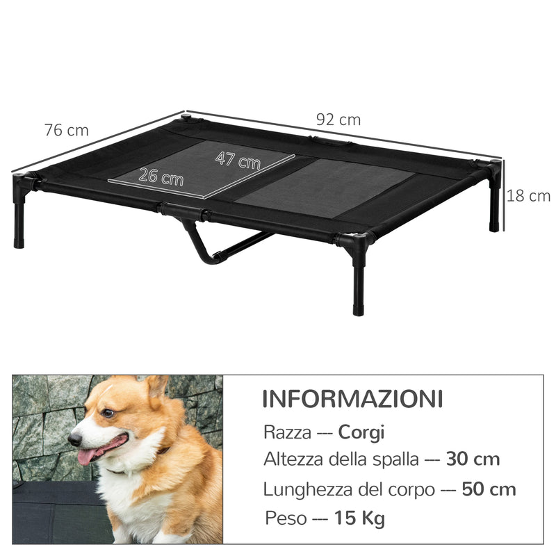 Brandina per Cani Grandi con Borsa di Trasporto 92x76x18 cm in Metallo e Tessuto Oxford Nero