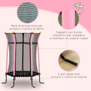 Trampolino Tappeto Elastico per Bambini con Ingresso a Cerniera e Pali Imbottiti Ø163.5x190 cm in Acciaio, PP e EPE Rosa 