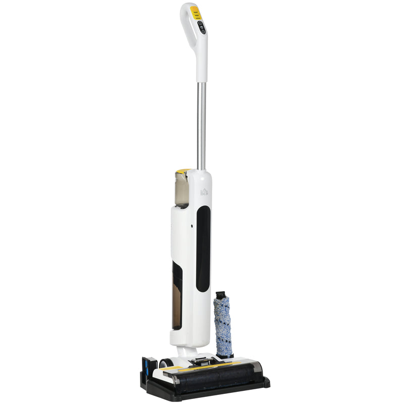 Aspirapolvere Lavapavimenti Senza Fili Wet & Dry Scopa Elettrica con 2 Serbatoi Bianco