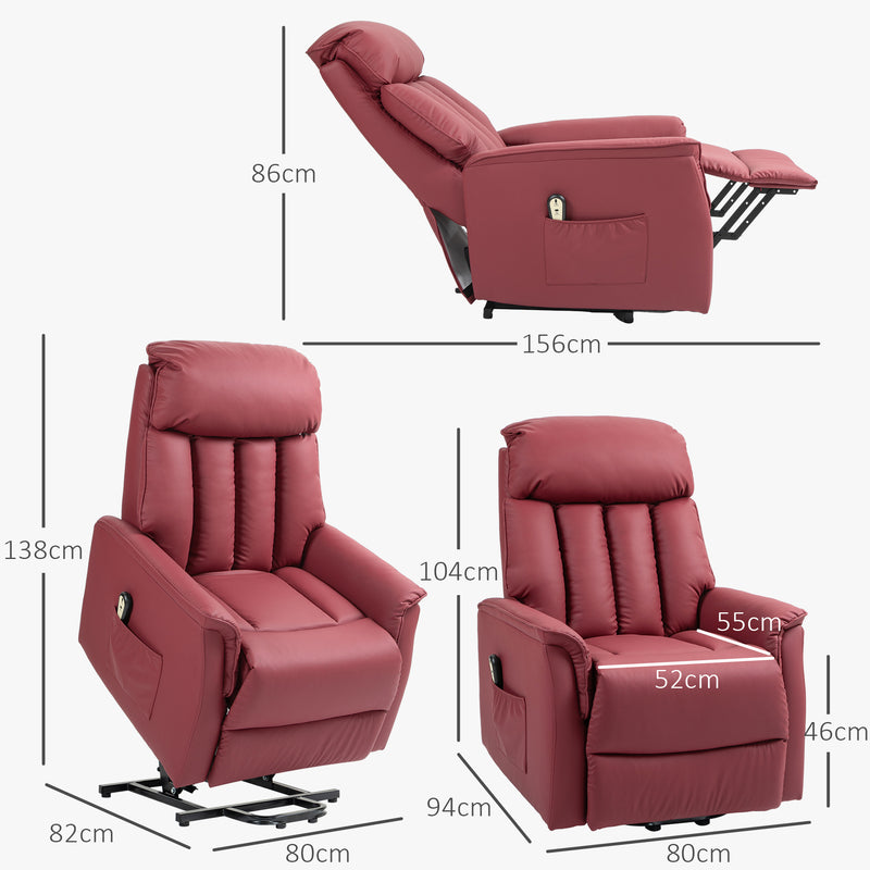 Poltrona Relax Reclinabile Alzapersone Elettrica con Telecomando Rosso   