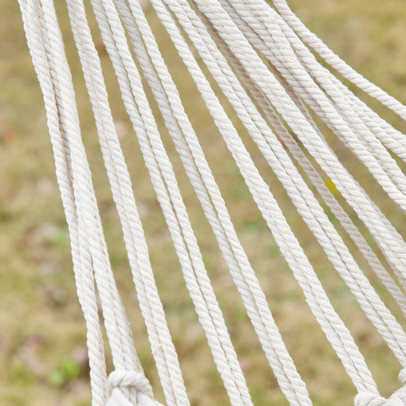 Amaca da Giardino Sospesa 288x150 cm in Tela con Frange Stile Boho Crema  