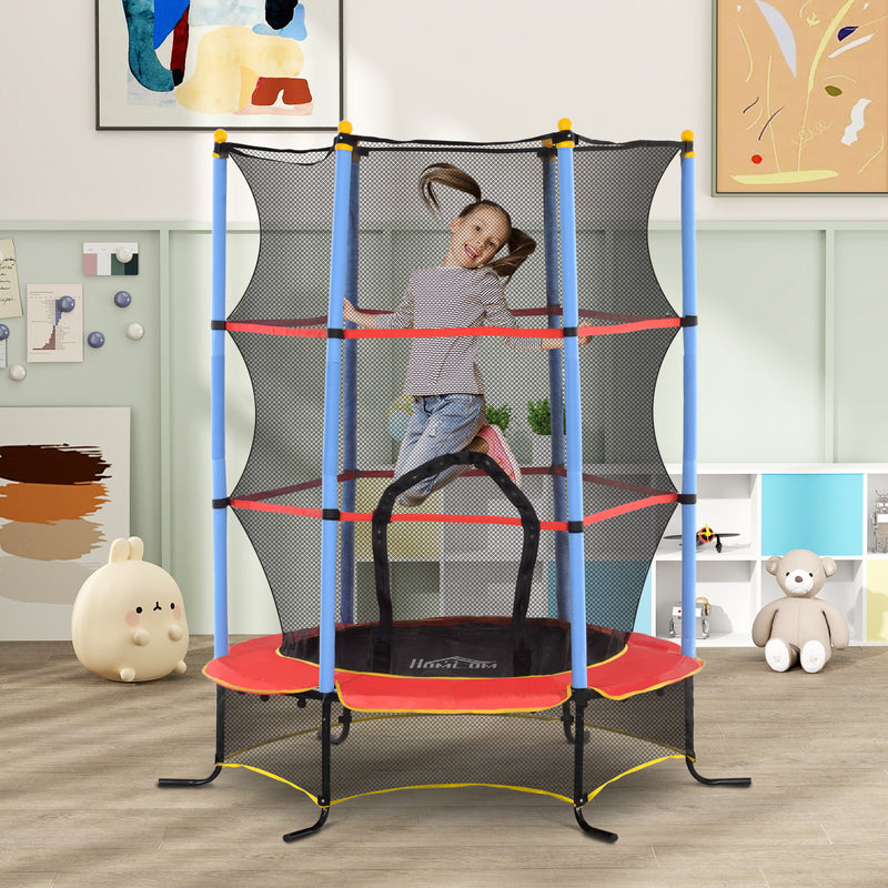 Trampolino Elastico per Bambini da 3 Anni Ø175 cm con Rete di Protezione Multicolore 