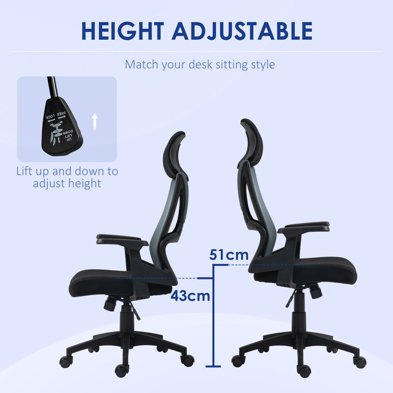 Sedia Poltrona Operativa con Supporto Lombare Altezza Regolabile Nero   