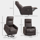 Poltrona Alzapersona Reclinabile a 145° con Telecomando in Pelle PU Marrone Scuro   