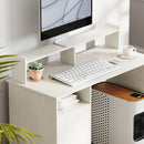 Scrivania Moderna con Supporto per Monitor Armadietto e Ripiani 108x50x94 cm Bianco Crema  