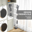 Stendino Verticale 4 Ripiani Regolabili 142x55x172 cm in Acciaio e Plastica Grigio e Argento 