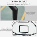 Canestro da Basket da Esterno per Bambini Altezza Regolabile 132,5-161,5 cm Multicolore