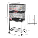Doppia Voliera 2 Gabbie per Uccelli Impilati 77x46x164 cm in Acciaio con Ruote Nero