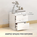 Comodino con Cassetti 40x40x48 cm in Legno Bianco Lucido  