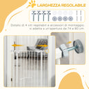 Cancelletto di Sicurezza per Cani con Porta Piccola Montaggio a Pressione Chiusura Automatica 74-80x91,4 cm Bianco
