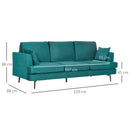 Divano 3 Posti 229x88x88 cm in Tessuto Verde
