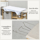 Cesto Portabiancheria con Asse da Stiro e 3 Ripiani in Bambù 113x34x82 cm  