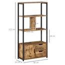 Libreria 3 Ripiani 2 Cassetti 1 Anta 58x24x122 cm in Truciolato e Metallo Nero e Legno