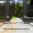 Gazebo da Giardino Pergola 390x390x223 cm con Tettuccio Retrattile 8 Viti e 8 Picchetti in Alluminio Poliestere e Metallo Bianco     