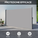 Tenda Laterale Retrattile 400x180 cm con Maniglia in Metallo Alluminio e Poliestere Grigio Chiaro    