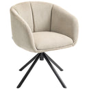 Poltrona da Salotto Girevole con Seduta Imbottita in Tessuto Bouclé Grigio Chiaro 