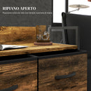Cassettiera 4 Cassetti Design Industriale 60x29x85 cm in Acciaio Legno e Tessuto Marrone e Nero   