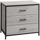 Cassettiera 3 Cassetti 80x48x78 cm in Legno e Acciaio Grigio Chiaro