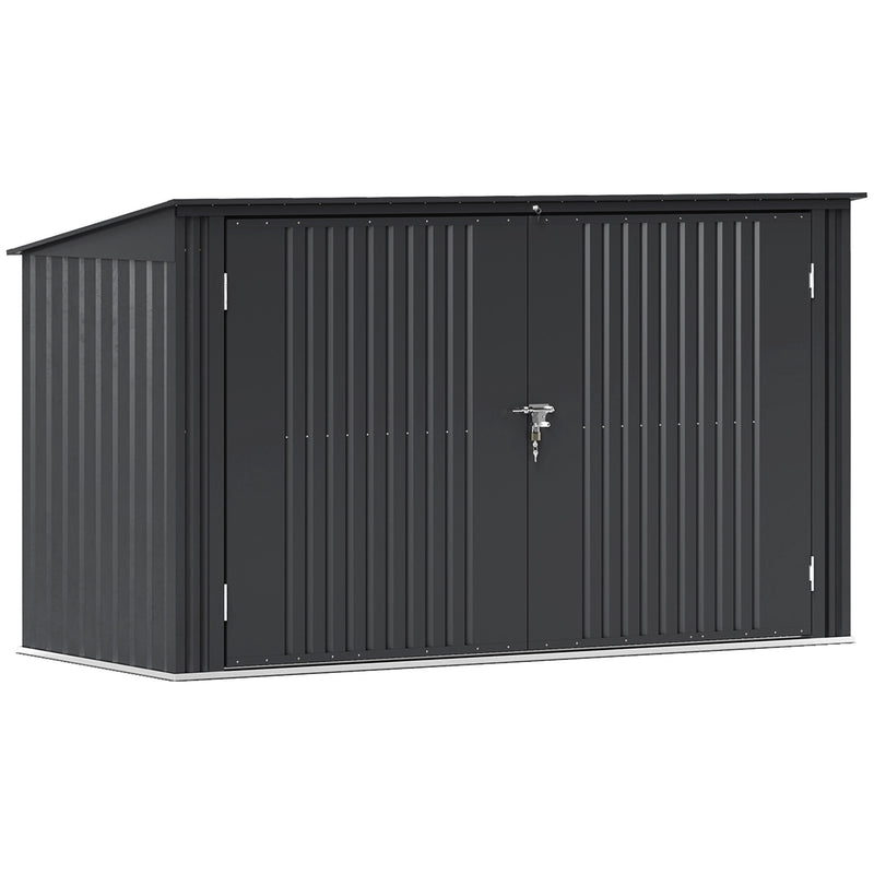 Copribidoni per 3 Cassonetti da 240L 233x105x118,5-133 cm con 2 Porte e Coperchio Grigio Scuro  