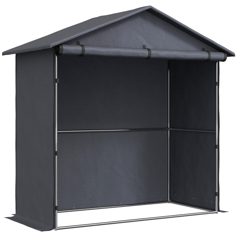 Tenda Garage per Bici e Moto Capanno da Giardino con Porta Avvolgibile 112x200x200 cm Grigio Scuro  