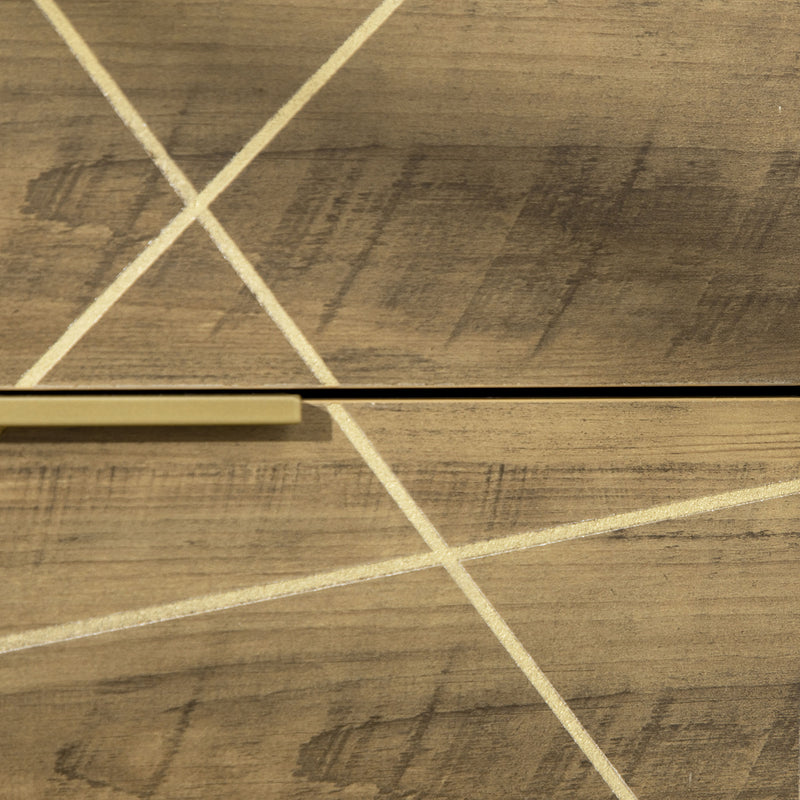 Cassettiera 4 Cassetti 48x21x79 cm in Truciolato Legno e Oro